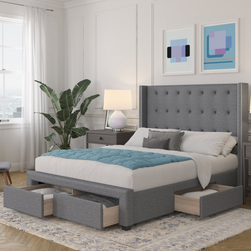 Red Barrel Studio® Upholstered Wingback Storage Bed & Reviews Wayfair